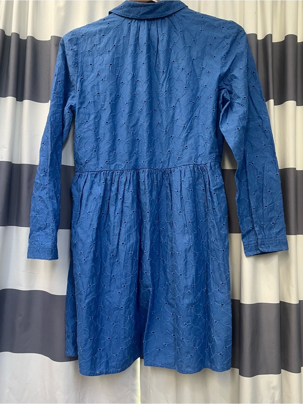 J. Crew Eyelet Shirt Dress Classic Button-Front Long Sleeve Women’s Dress Blue 6 - Picture 3 of 10